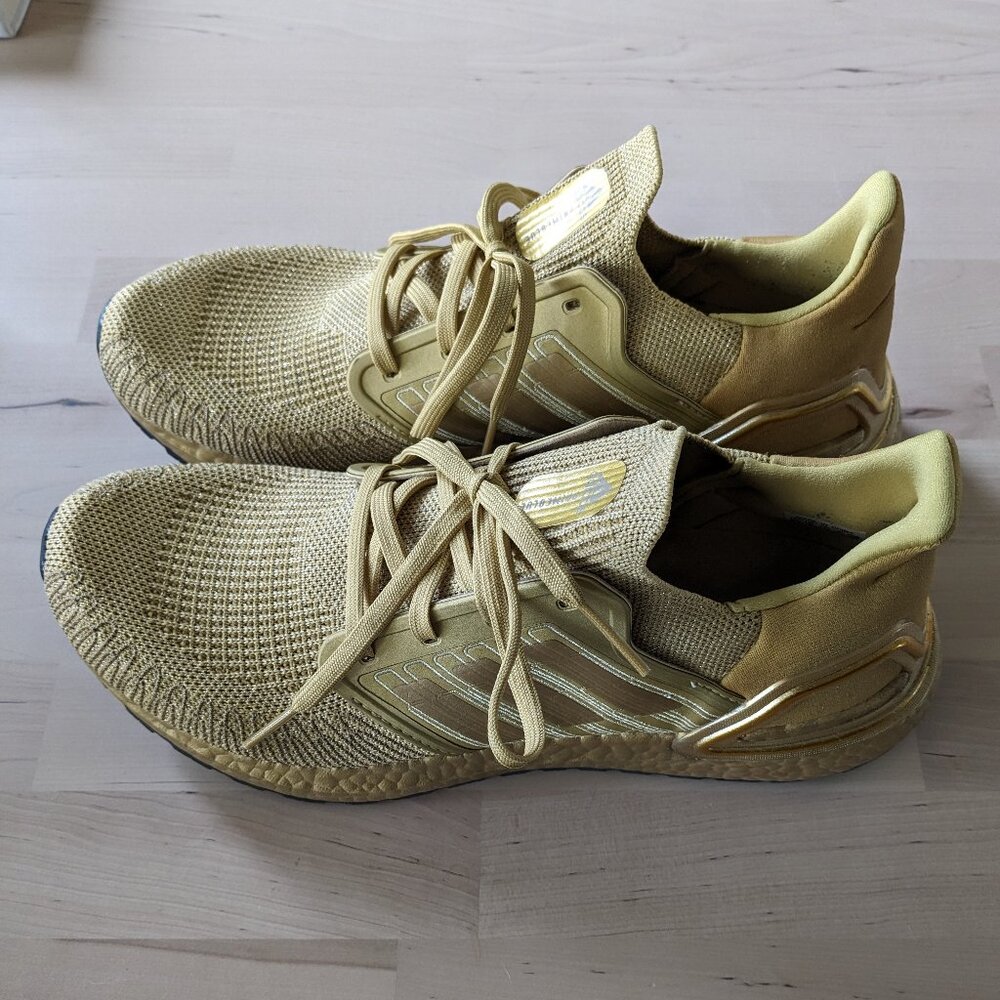 Adidas UltraBoost 20 Gold Running Shoes - Men's size 9.5 - Picture 3 of 9